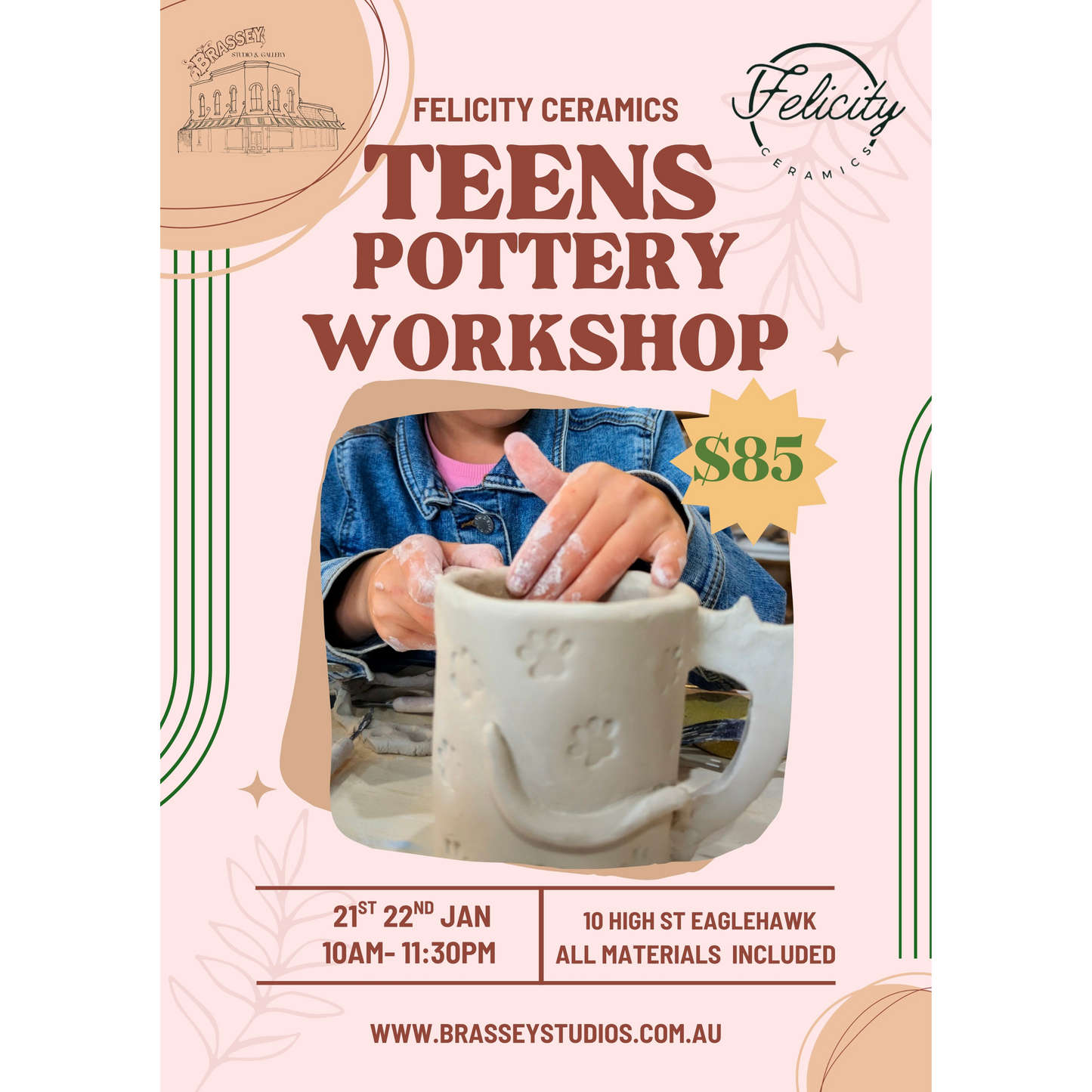 Felicity Ceramics Teens Workshop: 21st & 22nd Jan 2026