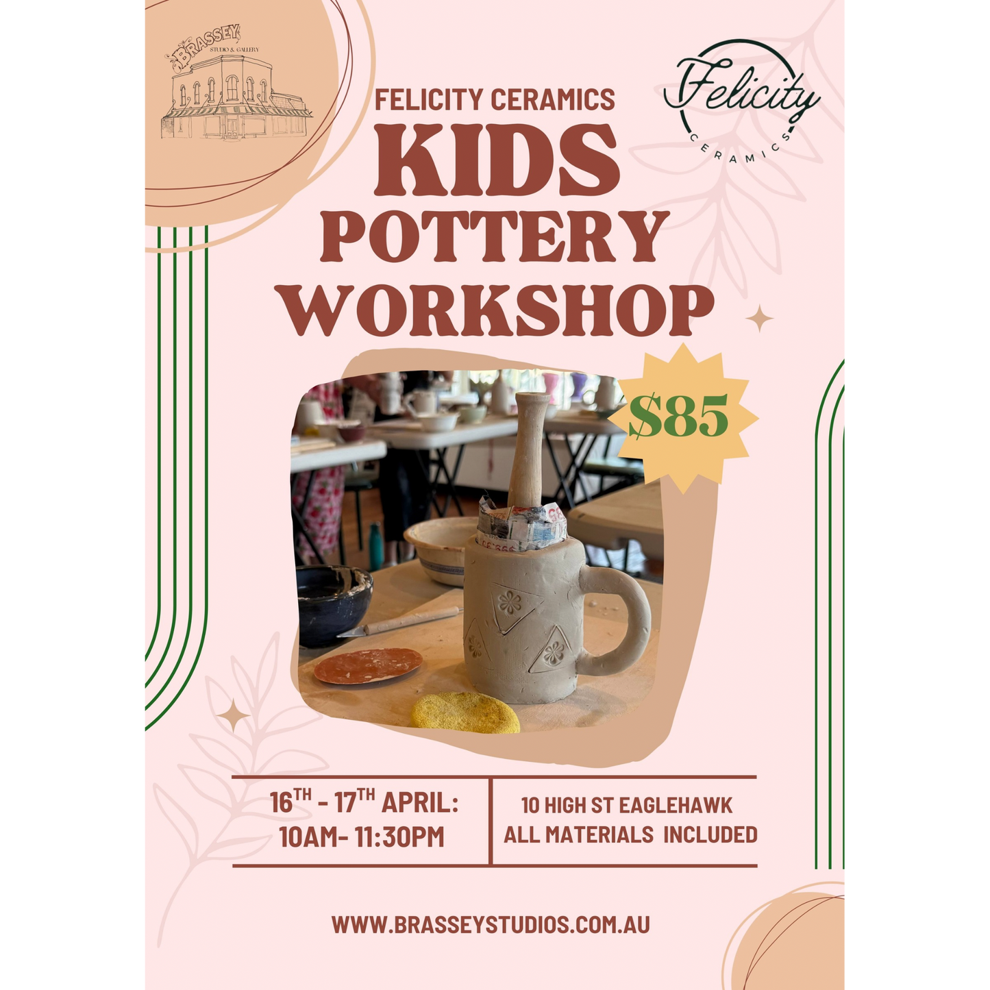 Felicity Ceramics Kids Workshop: 16th & 17th April 2026